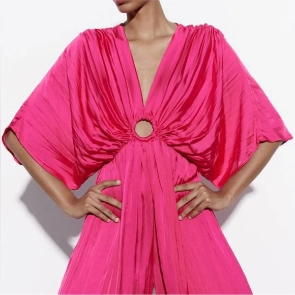 Zara Fuchsia Plunge Dress - Picture 1 of 6